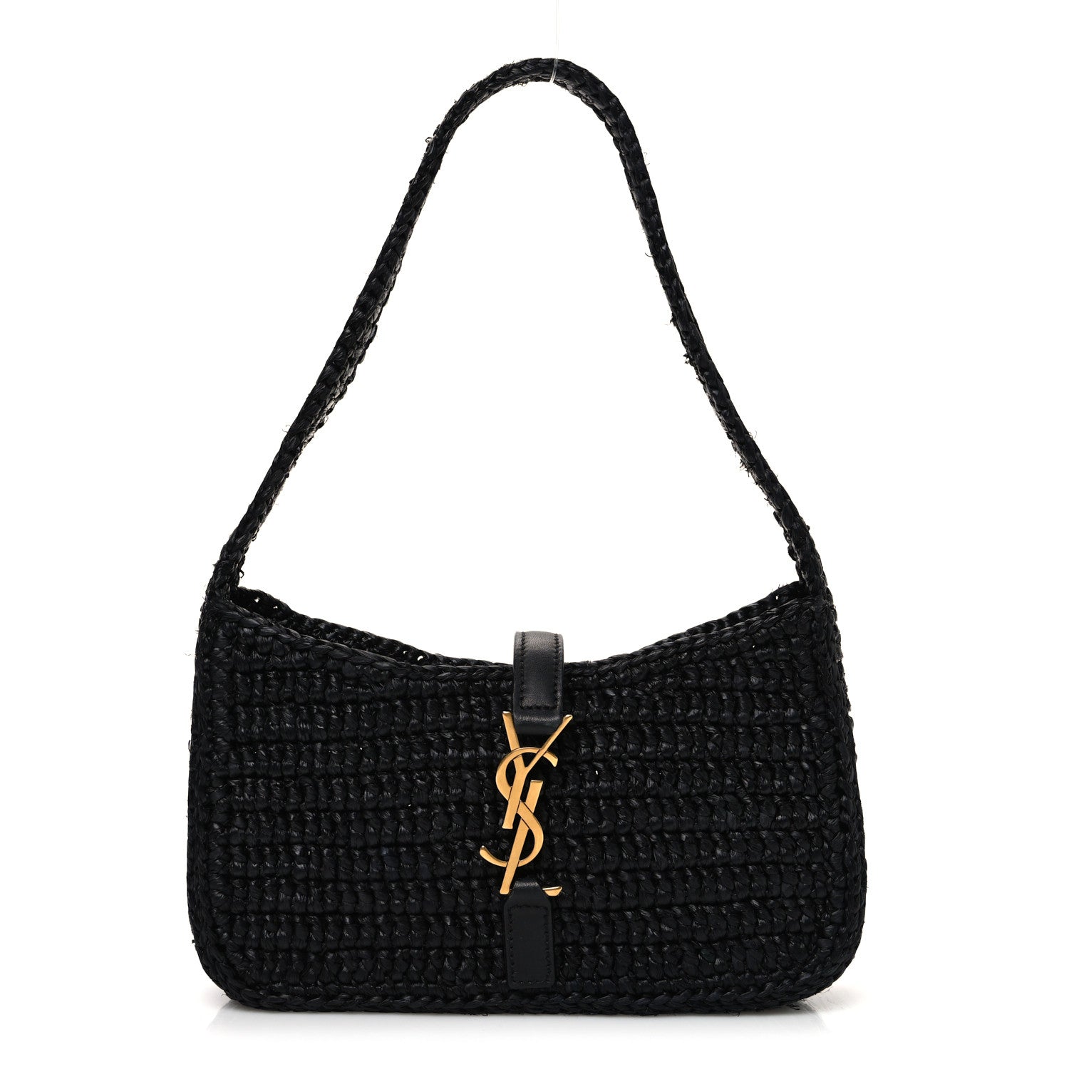 Raffia Calfskin Le 5 A 7 Mini Hobo Black