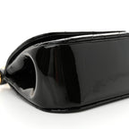Patent Quilted Frame Clutch Flap With Chain Black