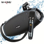 70W Portable Bluetooth Speakers with 120W Peak Power and Wireless Microphone, Waterproof for Outdoor Use