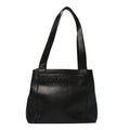 Caviar Embroidered Logo Shoulder Bag Black