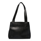 Caviar Embroidered Logo Shoulder Bag Black