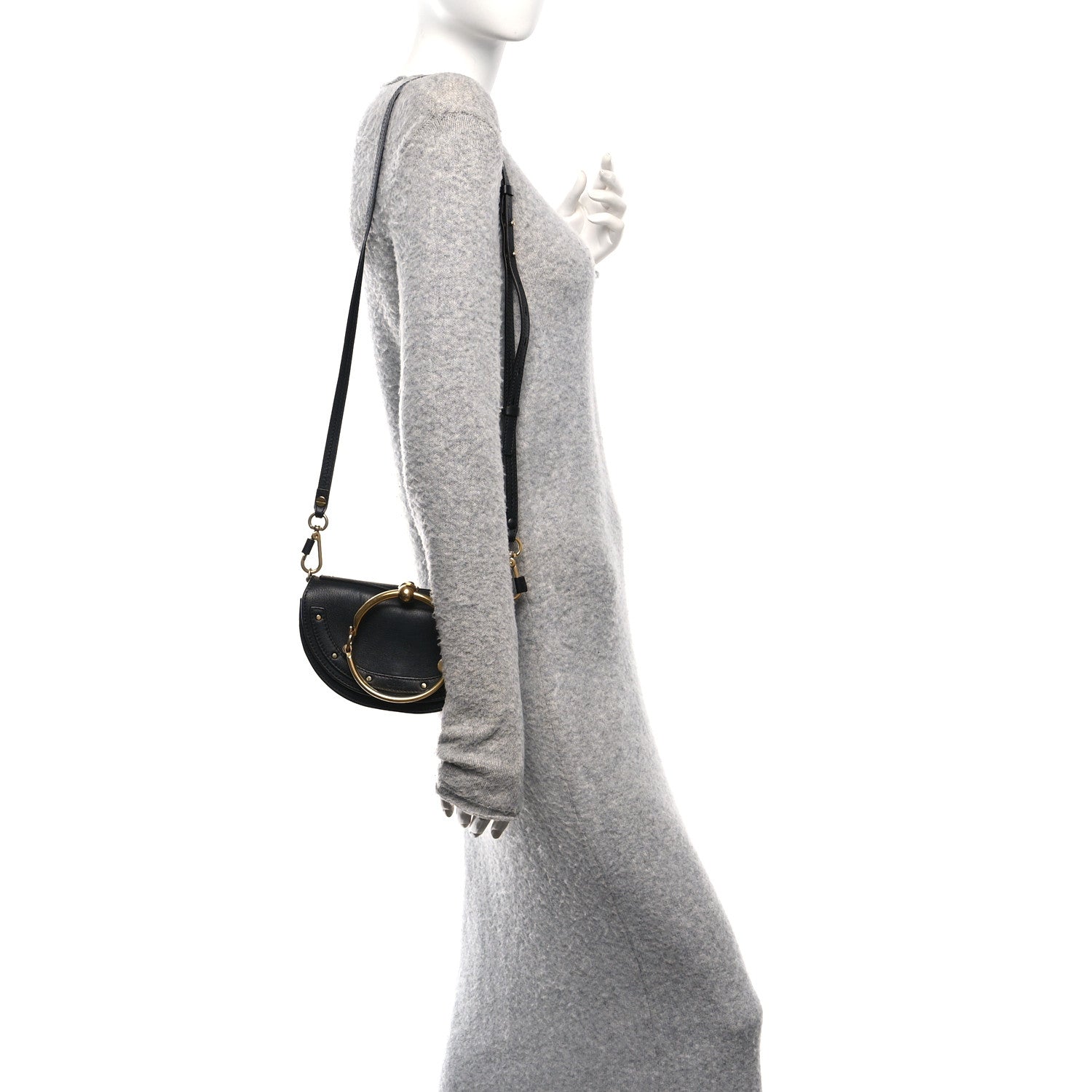 Calfskin Small Nile Bracelet Minaudiere Bag Black