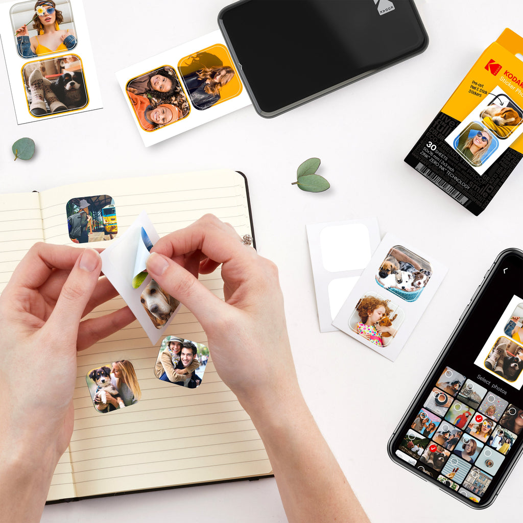 Kodak Premium Pre-Cut Sticker Zink Photo Paper 2x3" (30 Sheets) Compatible with Kodak Step Printer
