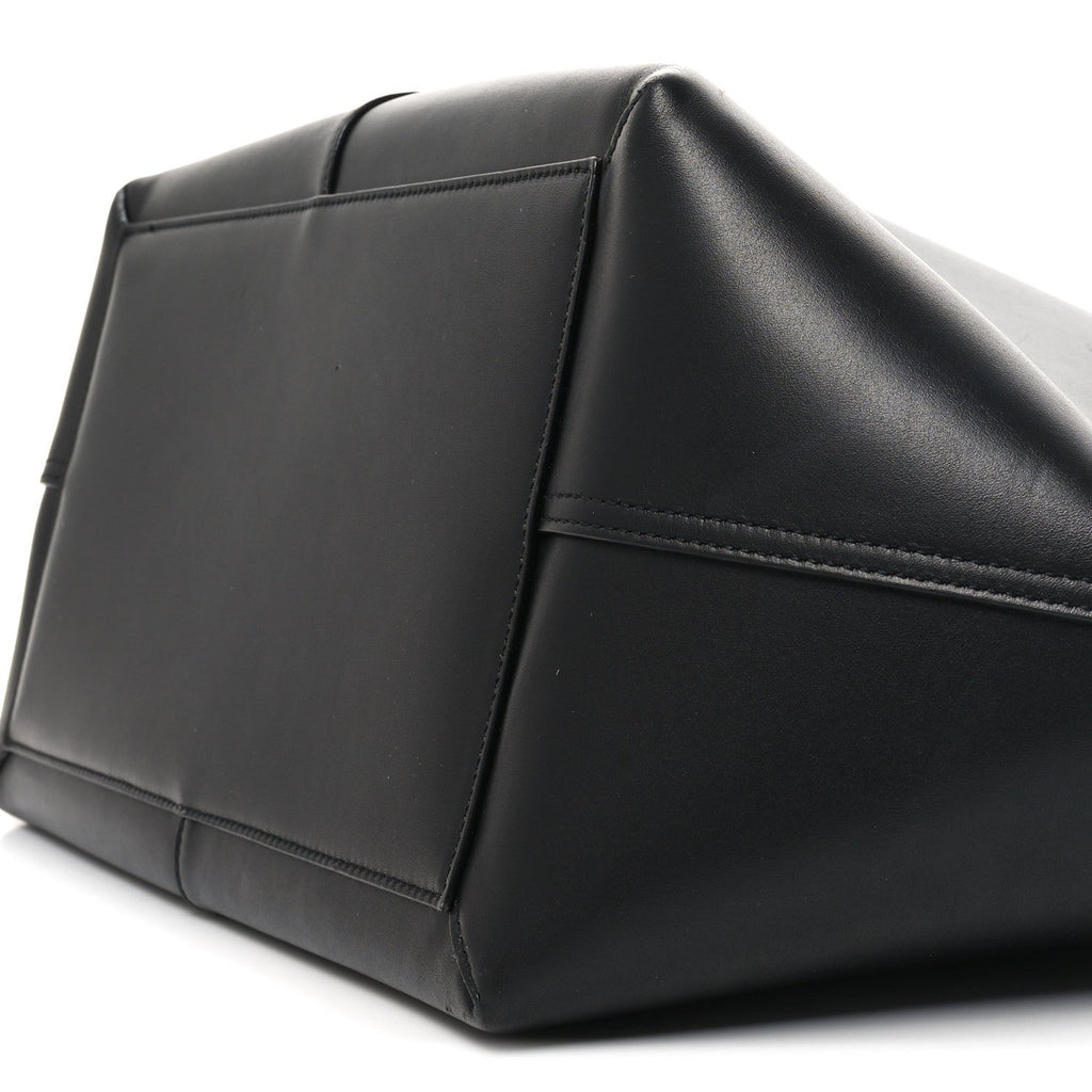 Smooth Calfskin Maxi Trapezoid Shopping Tote Black