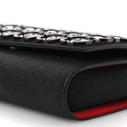 Suede Glitter Calfskin Embellished Paloma Clutch Black
