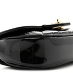 Patent Calfskin Quilted Mini Clutch Black