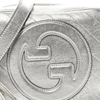 Metallic Sakai Be Green Calfskin Diagonal Stitched Small Blondie Shoulder Bag Silver