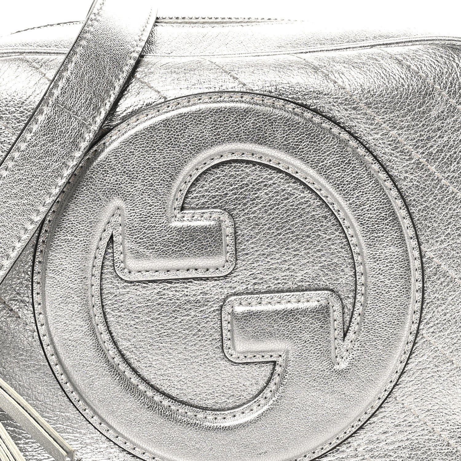 Metallic Sakai Be Green Calfskin Diagonal Stitched Small Blondie Shoulder Bag Silver