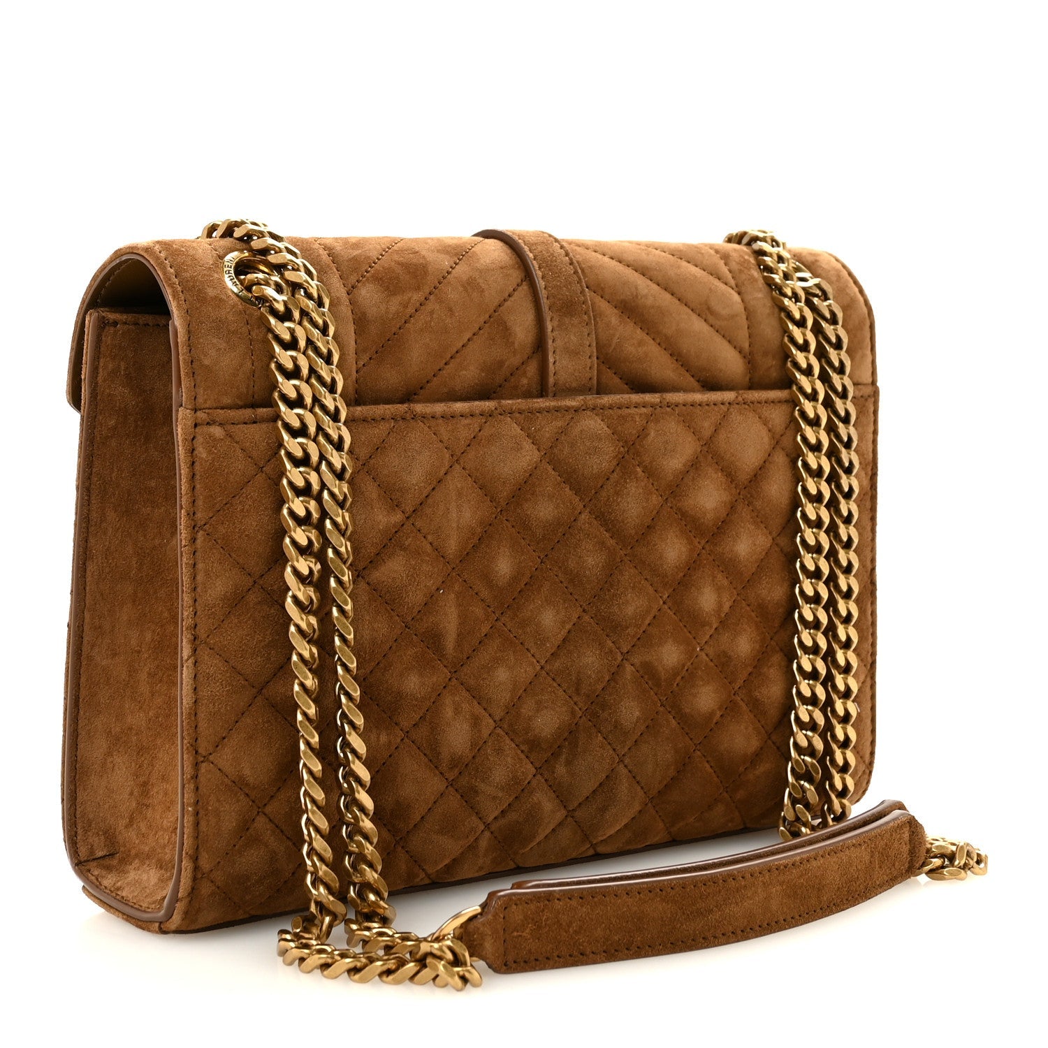 Suede Mixed Matelasse Triquilt Medium Monogram Envelope Satchel Bark Brown