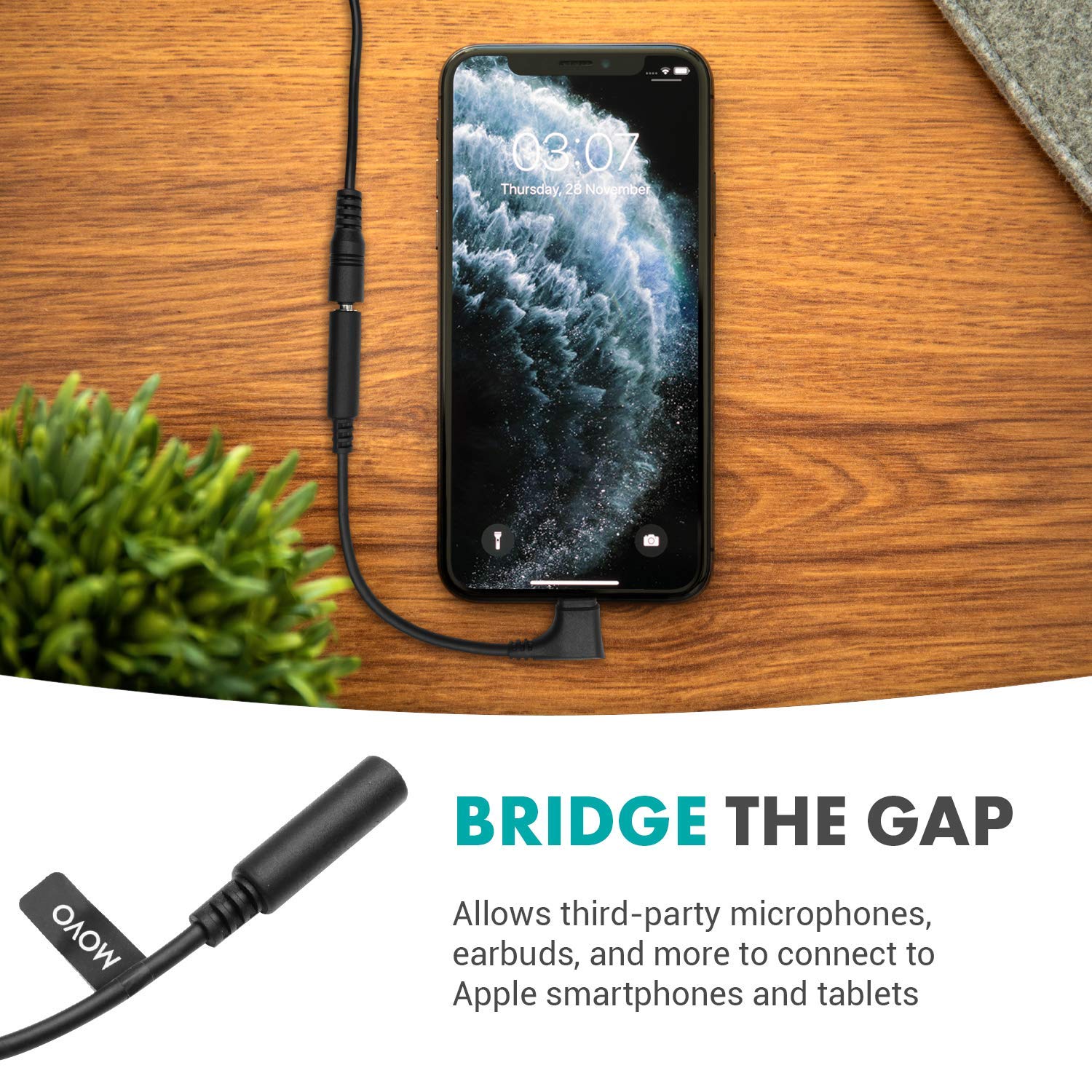 Movo IMA-3 Female 3.5mm TRRS to Lightning Adapter
