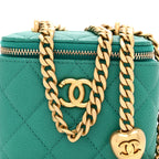 Caviar Quilted Sweetheart Mini Vanity Case Green