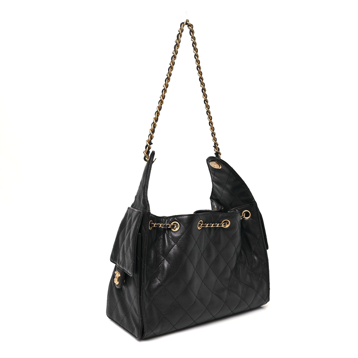 Caviar Quilted Small Chanel 25 Handbag Dark Navy