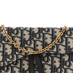 Oblique Saddle Chain Long Wallet Blue