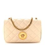 Nappa Quilted Small Medusa Chain Crossbody White
