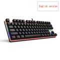 Edition Mechanical Keyboard 87 keys Blue Switch Gaming Keyboards for Tablet Desktop Russian sticker-  backlit black US-blue switch
