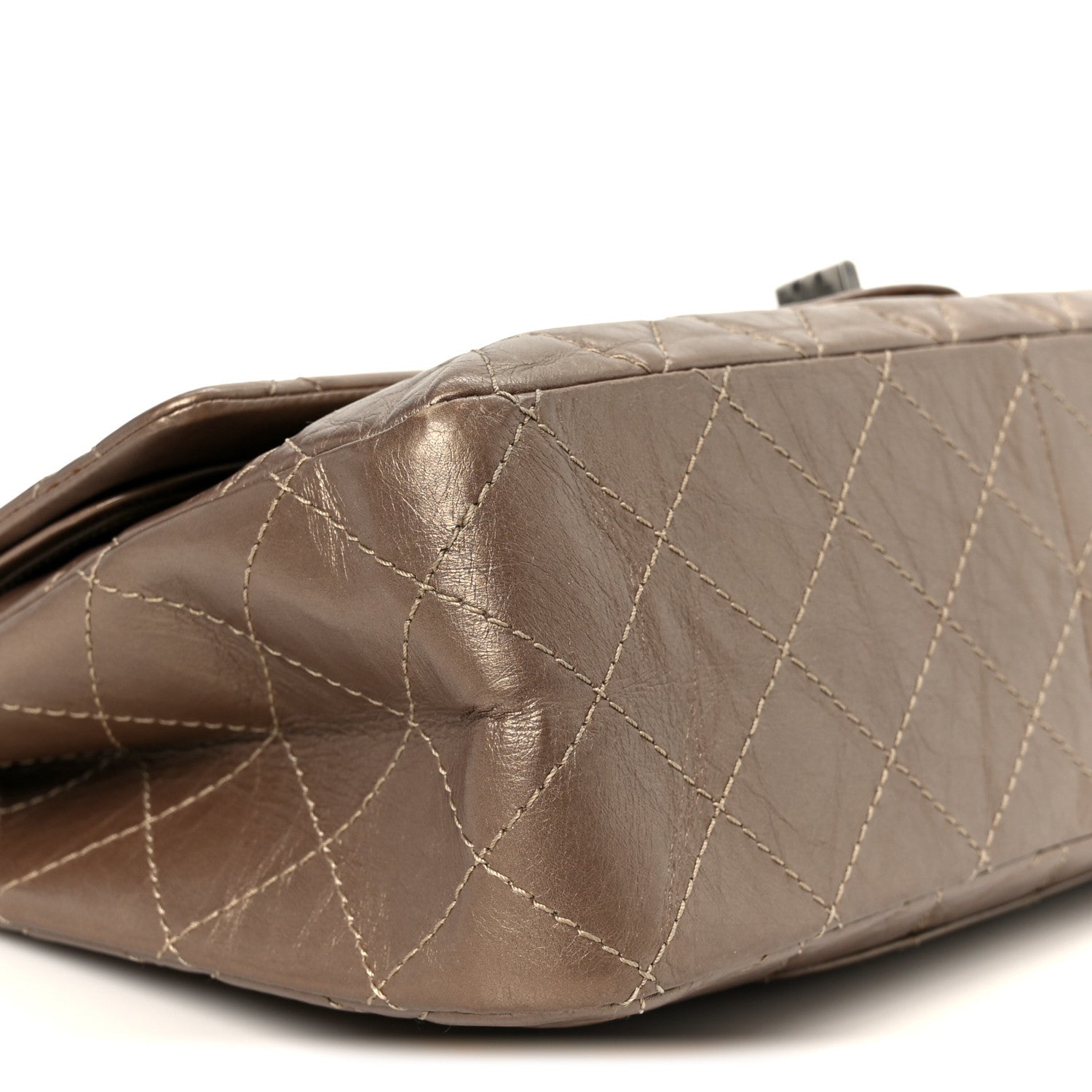 Metallic Aged Calfskin Quilted 2.55 Reissue 227 Flap Dark Gold