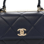 Lambskin Quilted Medium Trendy CC Flap Dual Handle Bag Blue