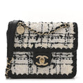 Tweed Braided Calfskin Mini My Own Frame Flap Grey Black