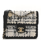 Tweed Braided Calfskin Mini My Own Frame Flap Grey Black