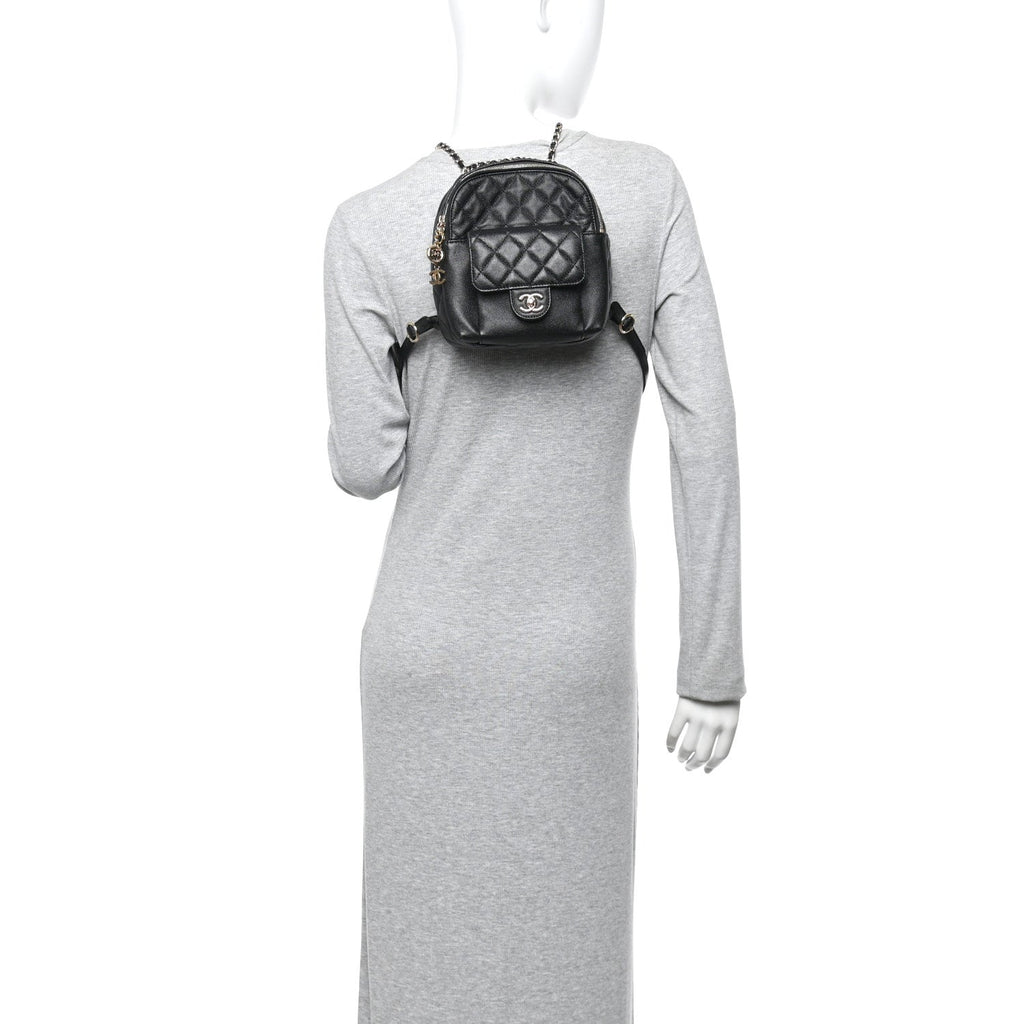 Caviar Quilted Small CC Day Backpack Black