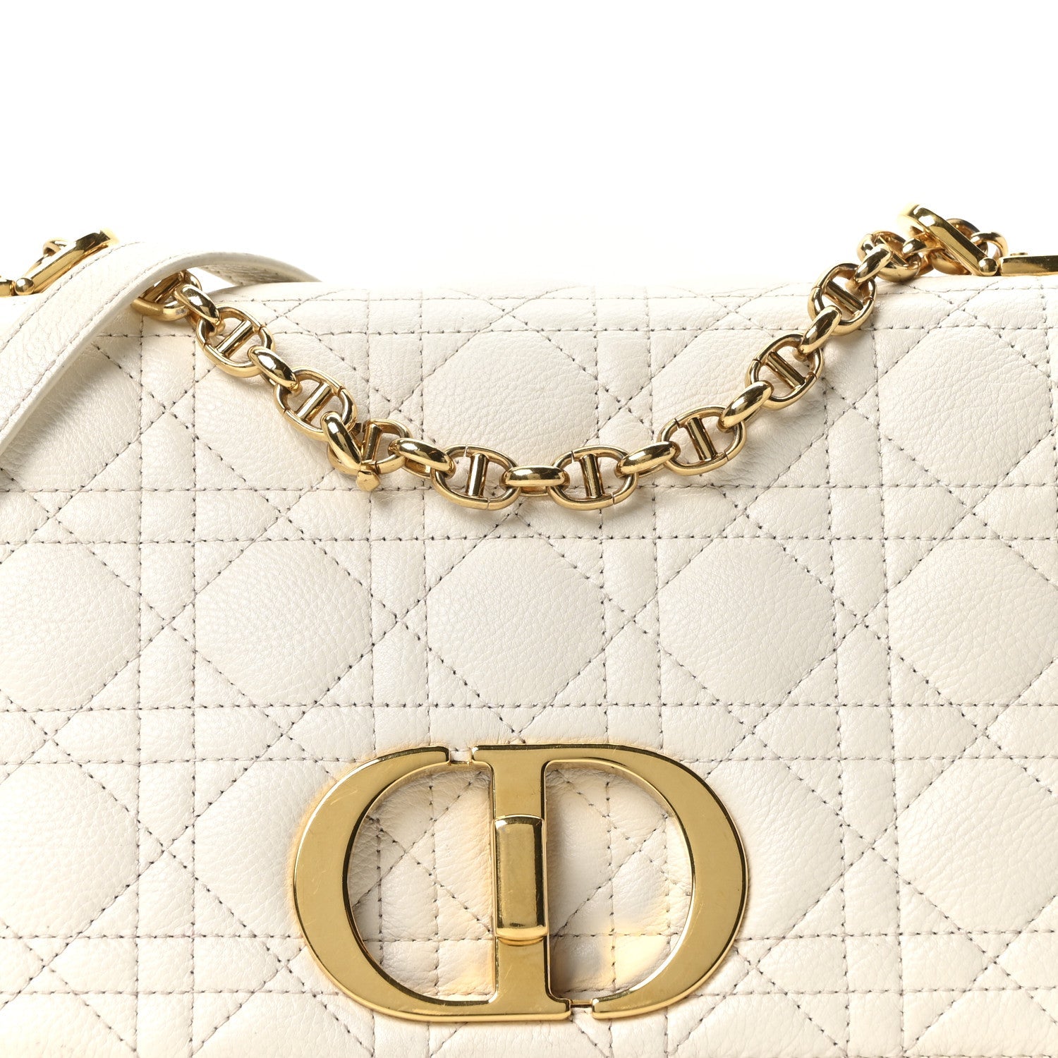 Supple Calfskin Cannage Medium Caro Bag Ivory
