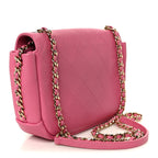 Goatskin Stitched Casual Trip Single Flap Pink