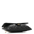 Caviar Fabric Graffiti Foldable Tote Bag With Chain Black Multicolor