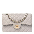 Caviar Quilted Small Double Flap Grey