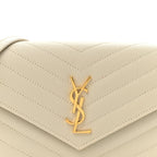 Grain De Poudre Matelasse Chevron Monogram Envelope Chain Wallet Crema Soft