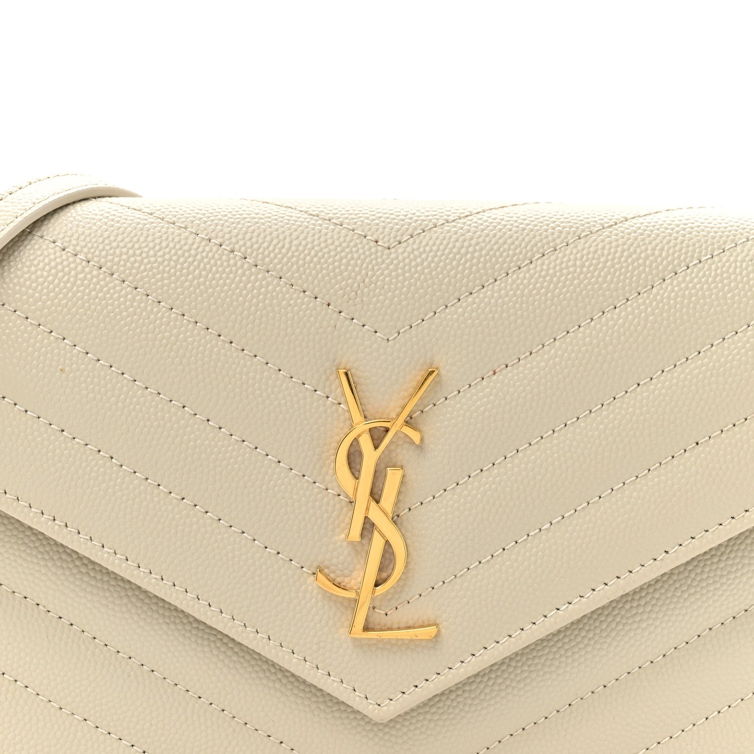 Grain De Poudre Matelasse Chevron Monogram Envelope Chain Wallet Crema Soft