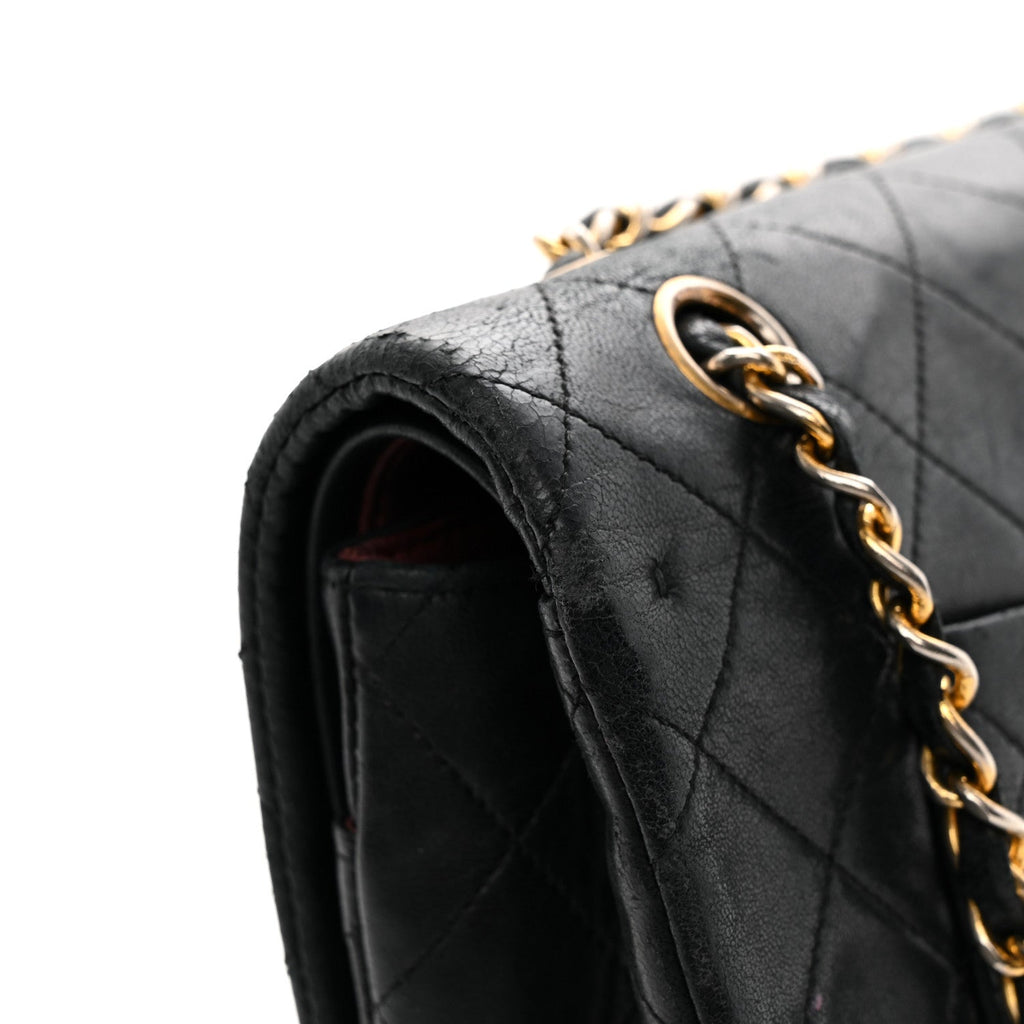 Lambskin Quilted Medium Double Flap Black