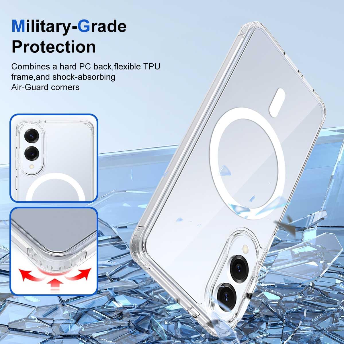 Entronix [Magnetic] Case Compatible with Galaxy S25 Edge - [Hard Back] Slim Clear
