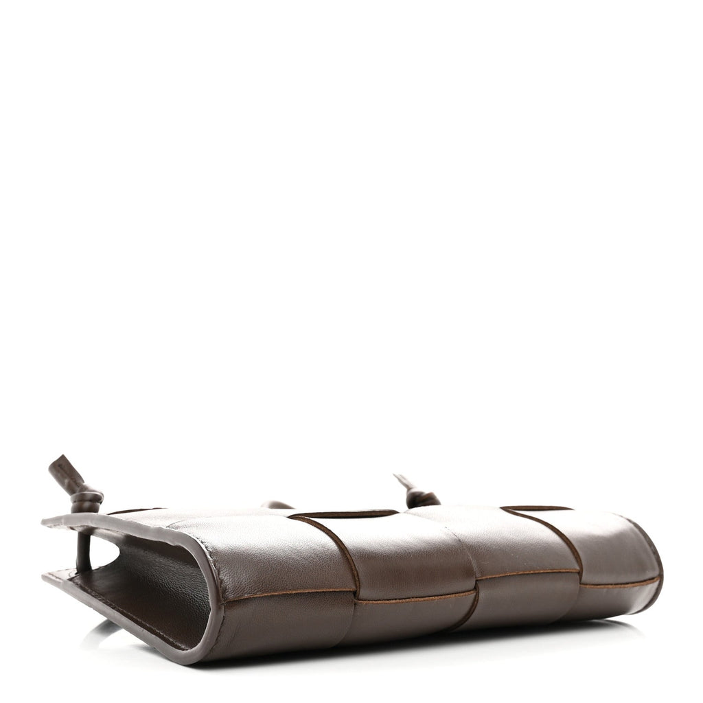 Lambskin Maxi Intrecciato Mini Cassette Crossbody Pouch Brown