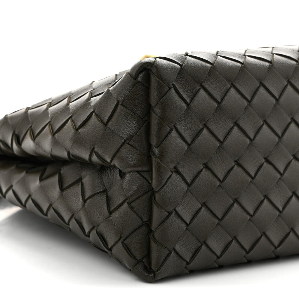 Nappa Intrecciato Medium Andiamo Shoulder Bag Kaki