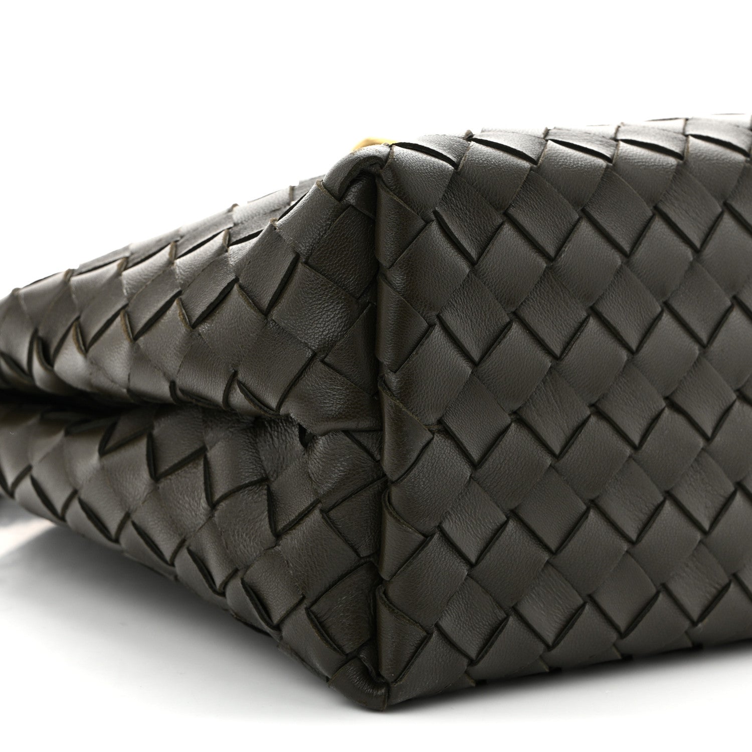 Nappa Intrecciato Medium Andiamo Shoulder Bag Kaki