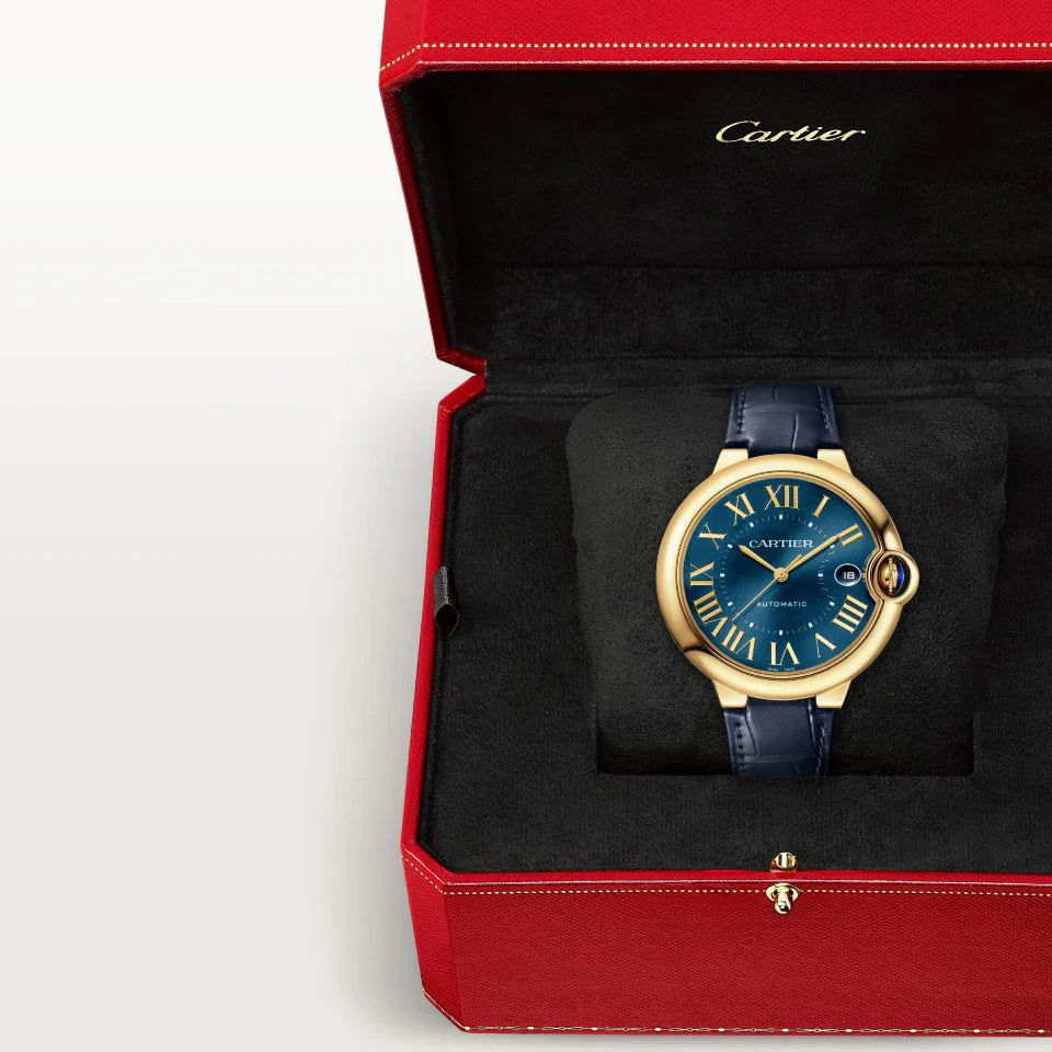Ballon Bleu De Cartier Watch | 40mm, Alligator Leather Strap, Blue Dial
