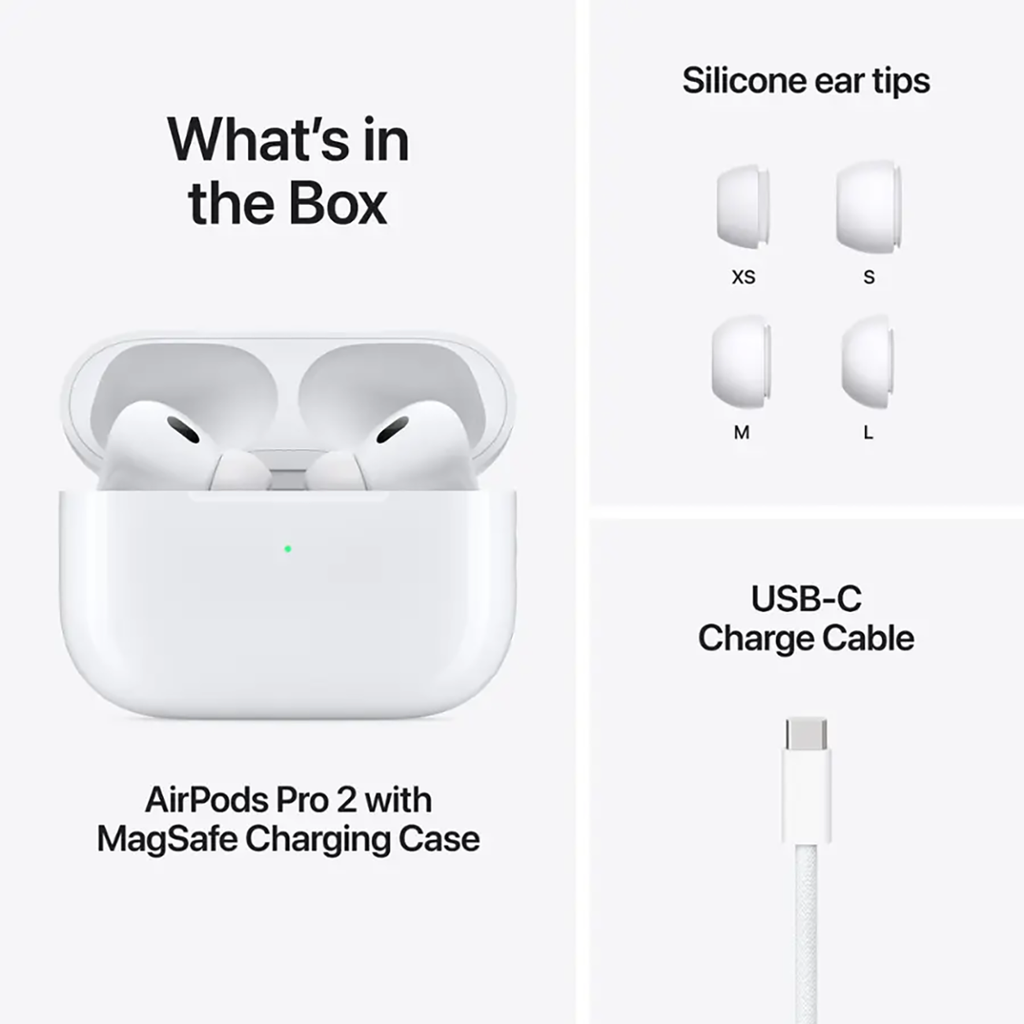 Apple Airpods Pro 2. drahtlose In-Ear-Kopfhörer mit aktiver Geräuschunterdrückung – Weiß MTJV3LL/A