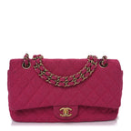 Tweed Quilted Medium Double Flap Fuchsia