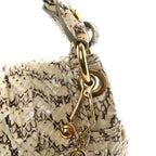Snakeskin Small Matelasse Coffer Hobo Beige