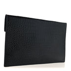 Calfskin Crocodile Embossed Uptown Monogram Pouch Black