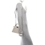 Crystal Vitello Laminato FF Petite Peekaboo I SEE U Satchel Crystal Argento