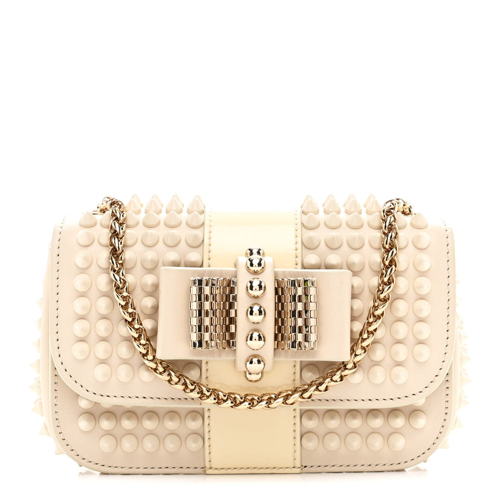 Calfskin Spikes Sweety Charity Shoulder Bag Beige