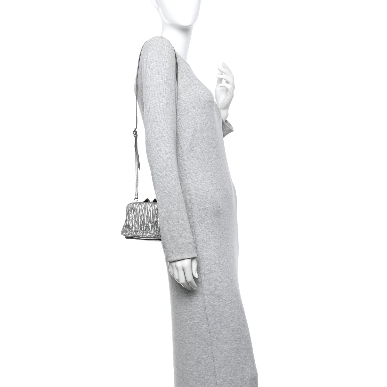 Metallic Matelasse Lux Mini Crossbody Tote Cromo