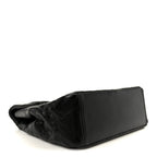 Glazed Calfskin Quilted Large Gold Bar Top Handle Flap Black