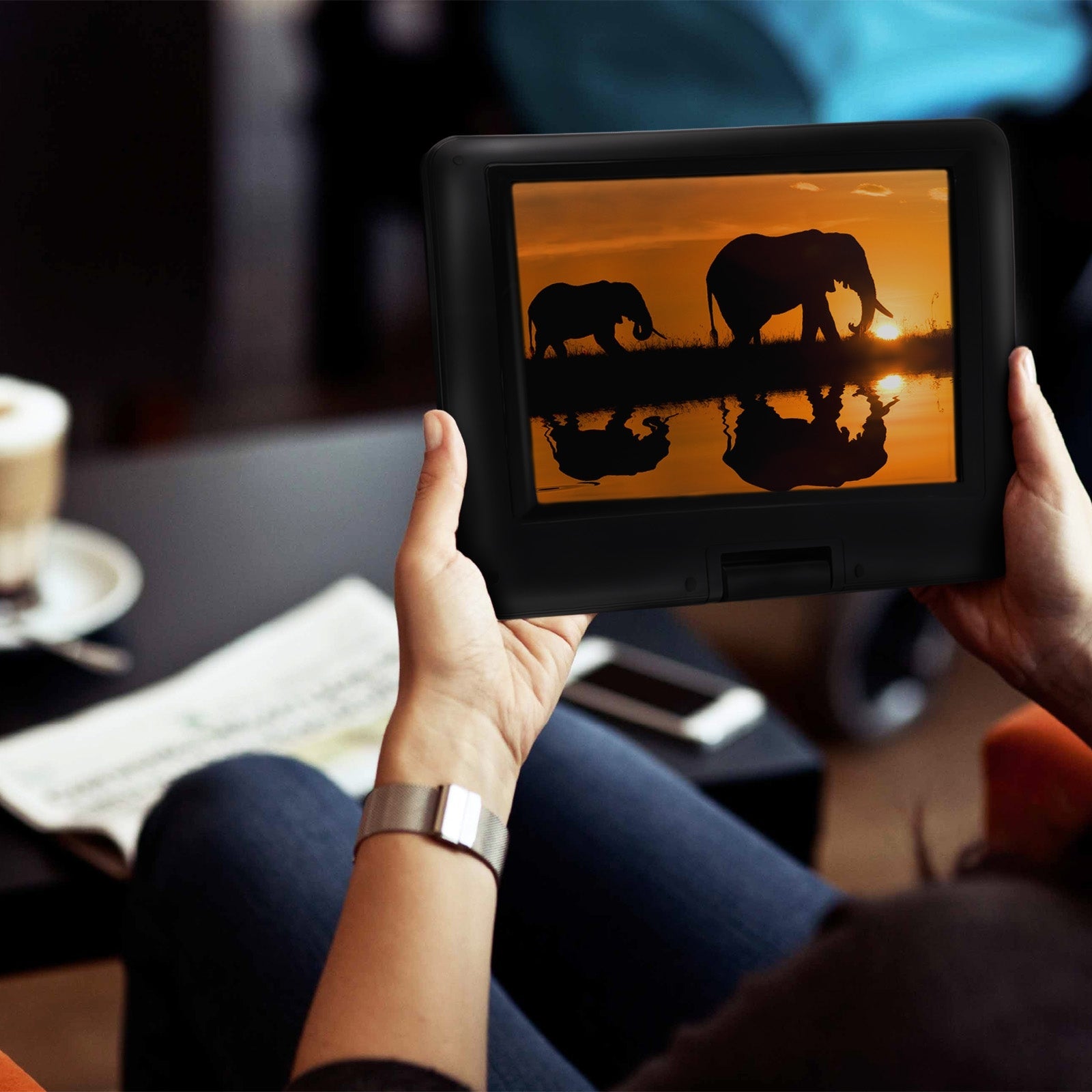 14.1 Inch Portable DVD Player with Swivel TFT-LCD Screen and USB,SD,AV Inputs
