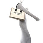 Linen Calfskin Small Rive Gauche Tote Greggio Natural