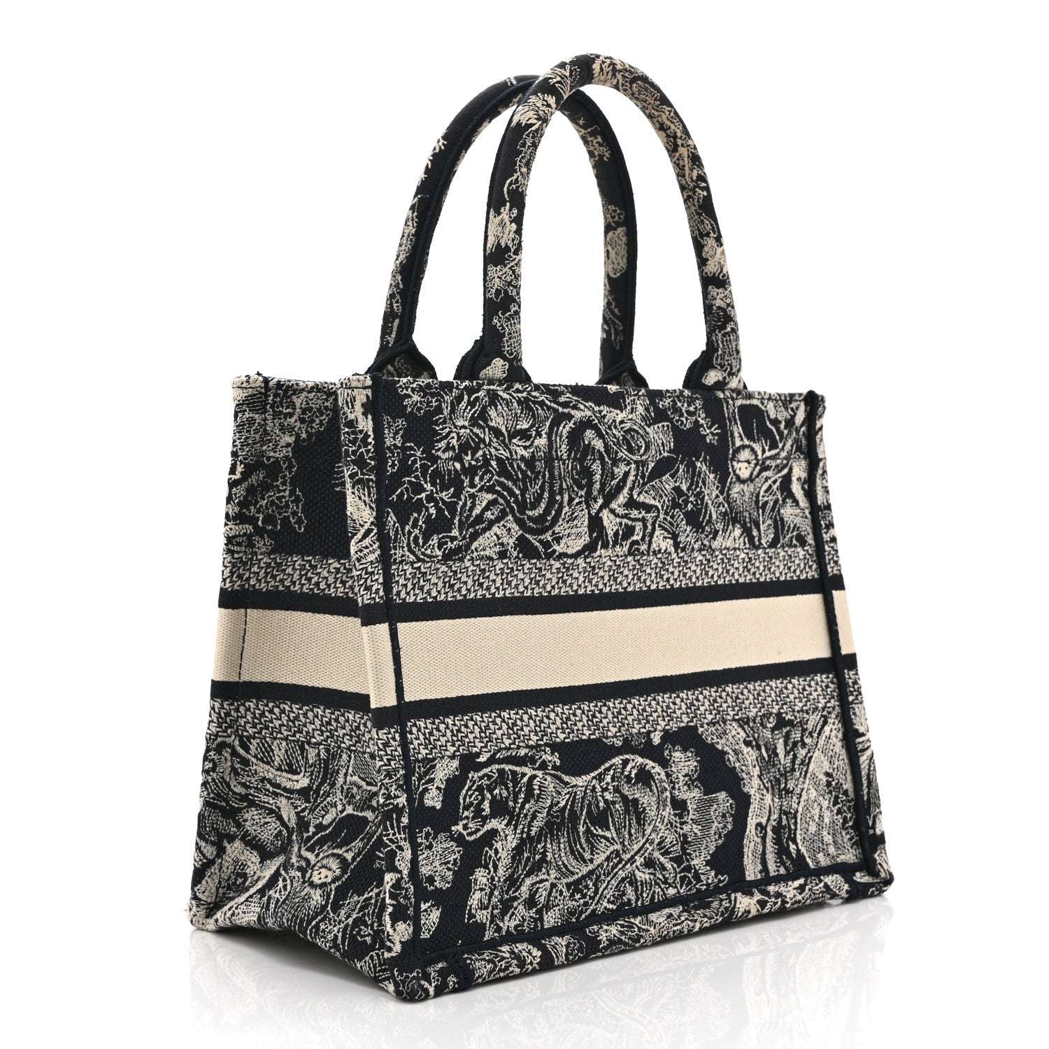 Canvas Embroidered Small Dioriviera Toile De Jouy Book Tote Blue