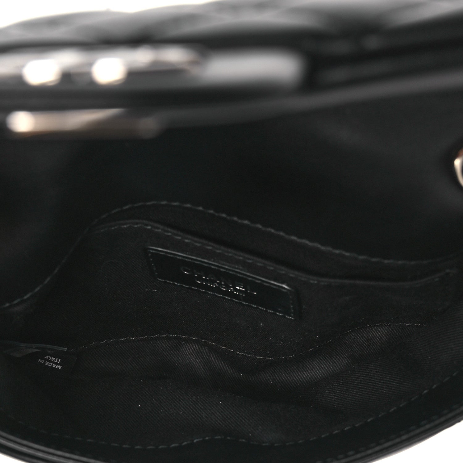 Calfskin Quilted CC Uniform Flap Belt Bag Black