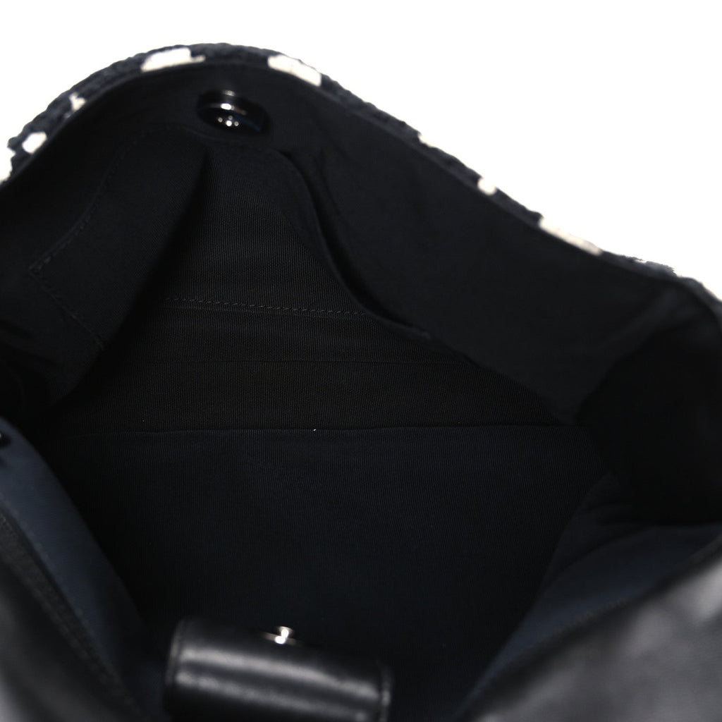Tweed Paint Splatter Print Flap Black White