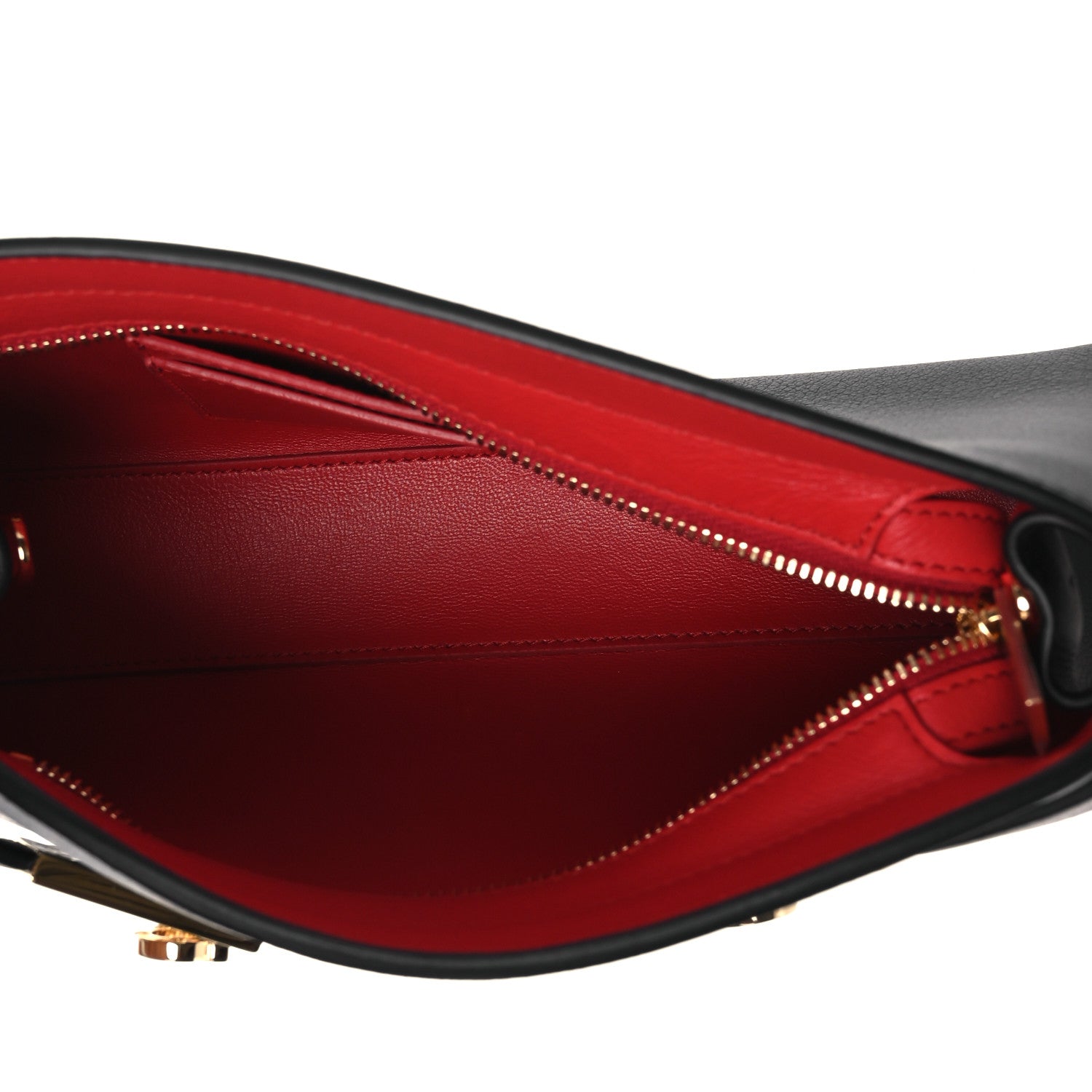 Calfskin Mini E/W Hug Crossbody Bag Black Flame Red